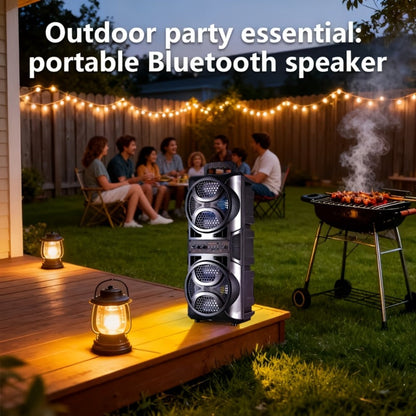RGB Dual Speaker Portable Bluetooth Stereo Sound System with Subwoofer, Ambient Lighting, Two Speaker Sizes