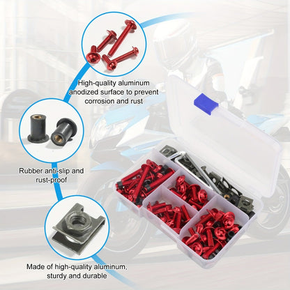 Motorcycle Fairing Bolt Kit 177-Piece CNC Anodized Aluminum Screws for Fairings Windshield Fuel Tank Body Panels