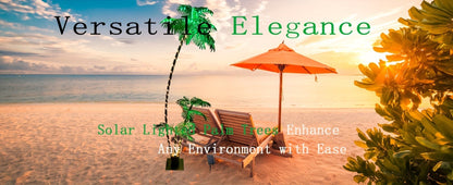 Lighted Artificial Palm Tree Solar Powered 7FT with 3 Trunks & 260 LED Lights, 8 Lighting Modes 2600mAh Battery
