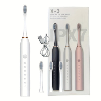 Electric Toothbrush with Six Brushing Modes, Two-Minute Timer, USB Charging and Three Color Options