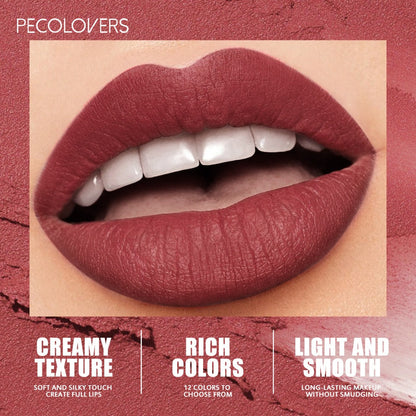 Lipstick Set, PECOLORS 6-Piece Matte Crayon Pen Collection with Nude, Rose and Red Shade Presentation
