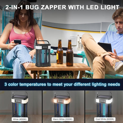 Bug Zapper, Solar 5-in-1 Lantern 3500mAh Indoor Outdoor Garden Camping for Garden, Yard and Pest Management