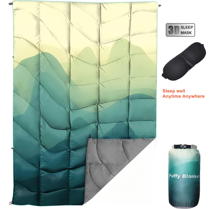Camping Blanket Puffy Outdoor Down Alternative Windproof Warm 55x79 Inch Lightweight Printed Quilt for Beach Picnic Hammock Travel Cold