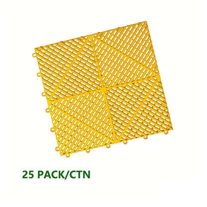 Garage Floor Tiles 25Pcs – Interlocking Plastic Mesh Spliced Floor Mats for Car Wash Auto Detailing Garage Flooring, 5 Colors
