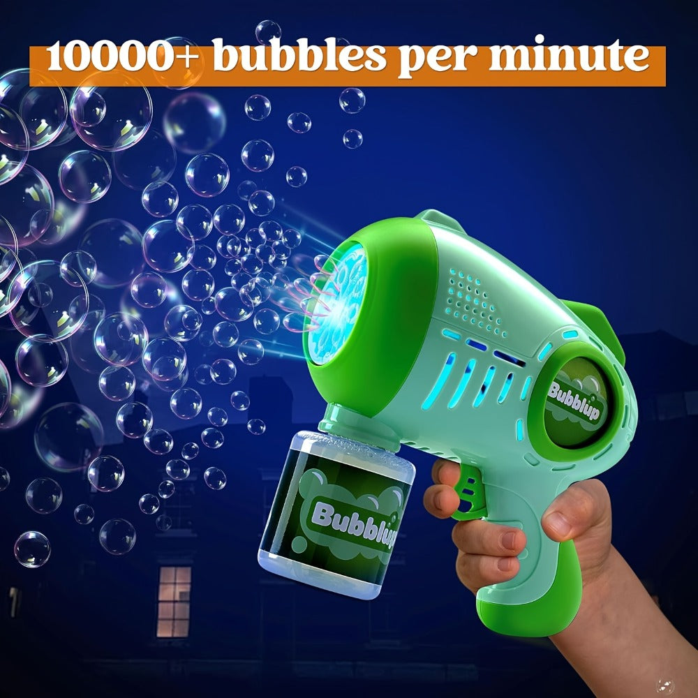 LED Light Up Bubble Gun 2 Pack with 4 Bottles Solution, 10-Hole Bubble Shooter 10000+ Bubbles Per Minute for Kids Adults