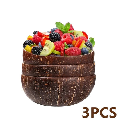 Coconut Shell Bowls Polished Handmade Natural Wooden Bowls for Smoothie, Acai, Fruit, Salad & Yogurt