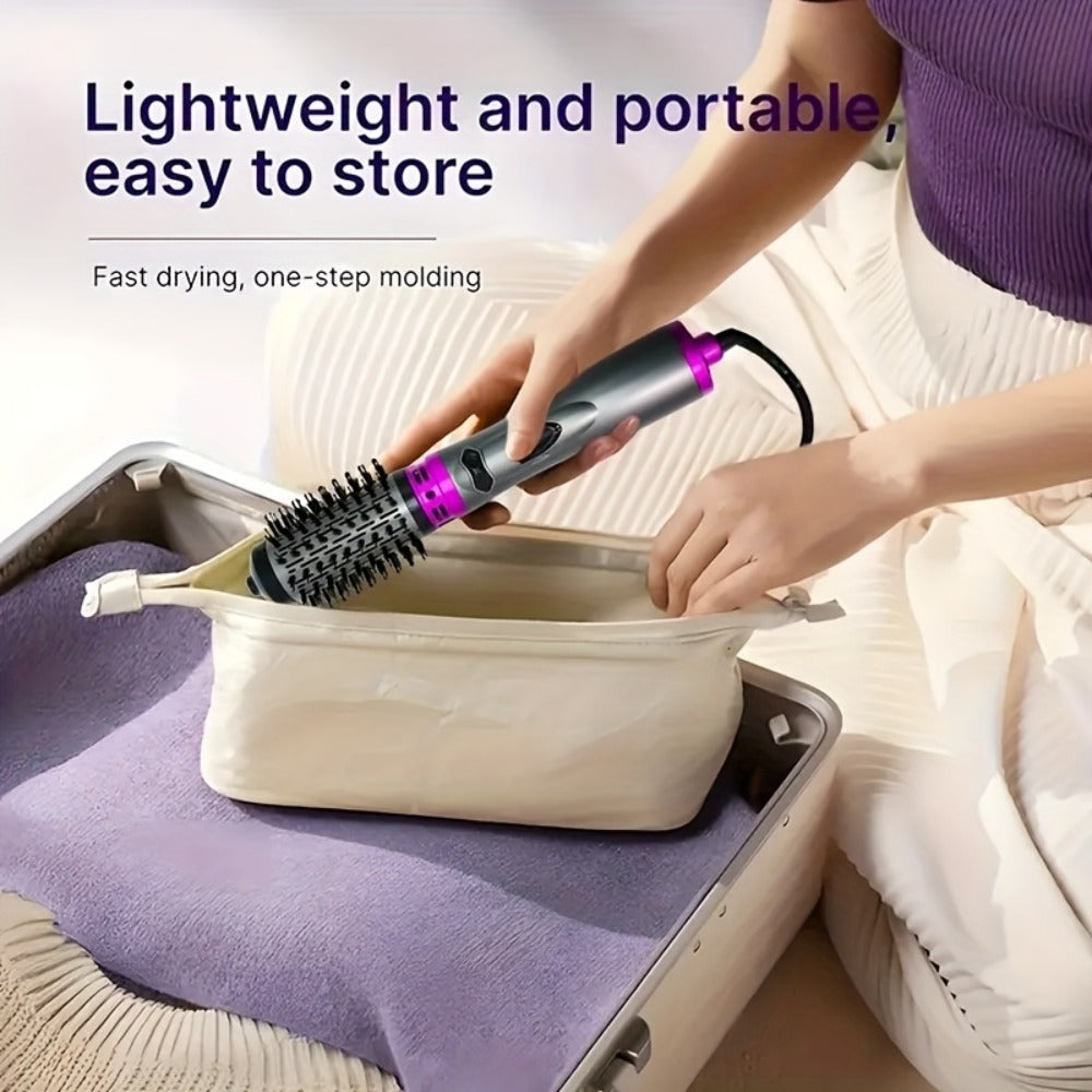 Rotating Hot Air Brush 2-in-1 Auto Curl & Straighten Styling Comb, One-Step Salon Blowout Results at Home