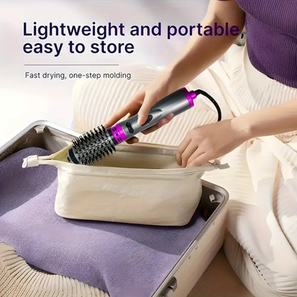 Rotating Hot Air Brush 2-in-1 Auto Curl & Straighten Styling Comb, One-Step Salon Blowout Results at Home