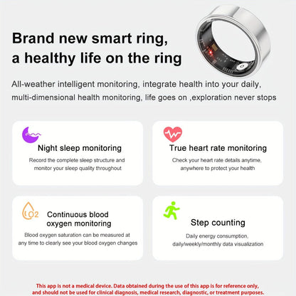 Health Monitoring Smart Ring for Women & Men, Fitness Activity Tracker with Sleep, Calories, Steps