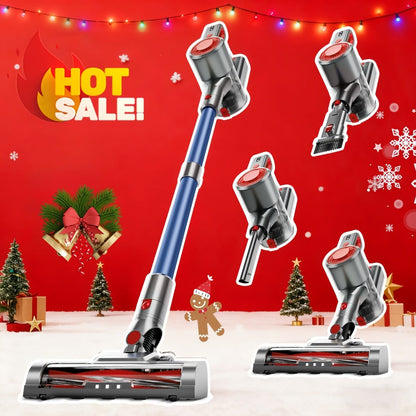 Cordless Three-Speed Stick Vacuum Cleaner with Detachable Battery, LED Floor Brush and Seven Colors