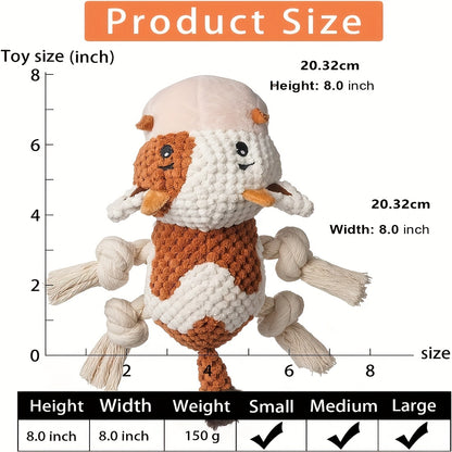 Squeaky Plush Cow Dog Toy with Crinkle Paper – Interactive Tug of War Chew Toy for Small Medium Large Dogs