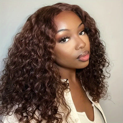 4x4 HD Lace Closure Curly Bob Wig Reddish Brown #33 Human Hair Pre-Plucked Glueless Short Bob with Baby Hair 20 Inch Warm Auburn Color Wig