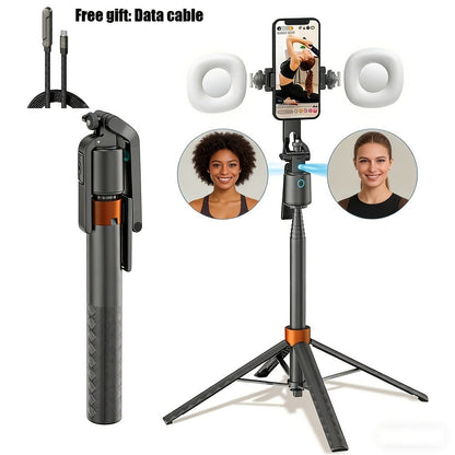 70-Inch Tracking Selfie Stick Tripod with Two Fill Lights, Floor Base, Remote and 1/4-Inch Mount