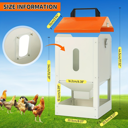 Chicken Feeder Stainless Steel 20 lbs Visible Window Portable Handle