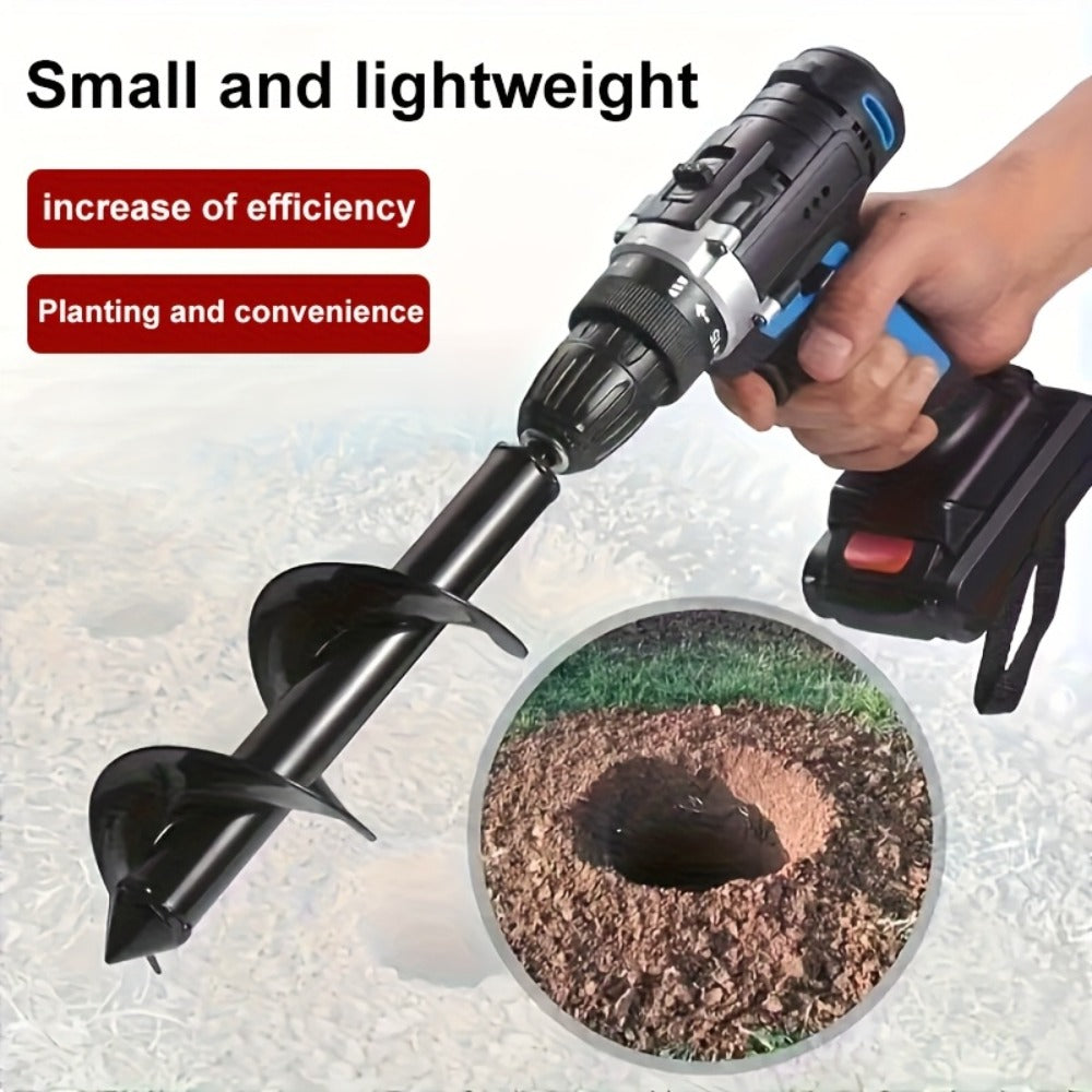 Auger Drill Bit with 3/8" Hex Round Shank, Garden Earth Planting Hole Digger for Power & Manual Drill