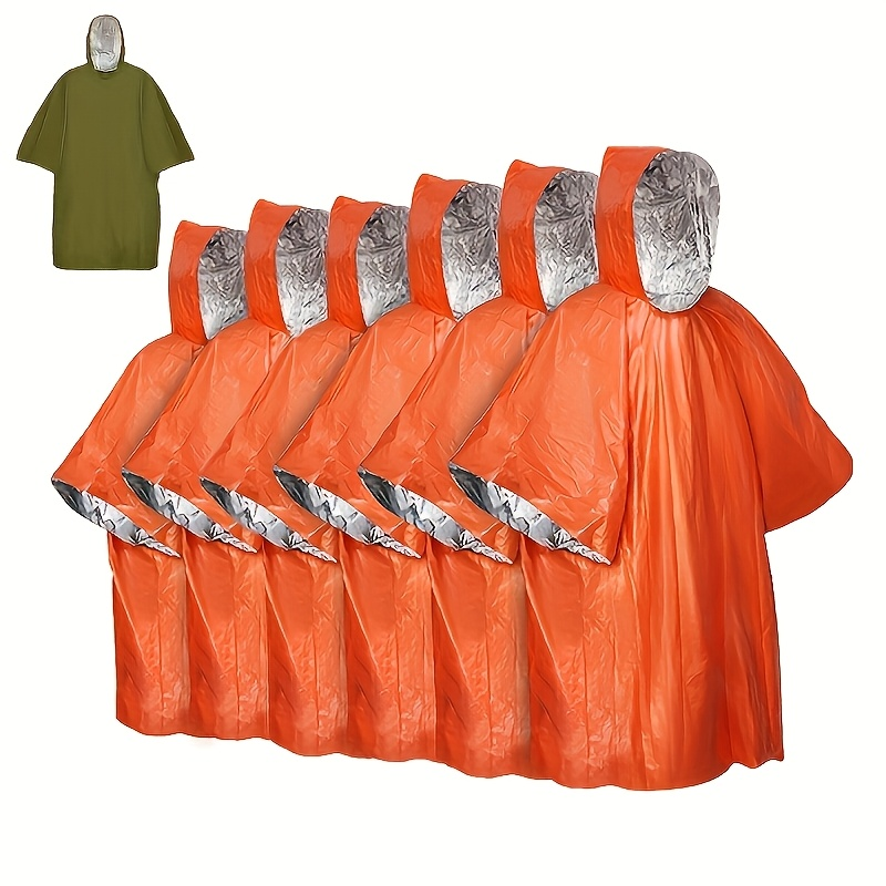Emergency Mylar Survival Blanket Poncho 6-Pack | Waterproof Windproof Thermal Foil Space Blanket with Hood | Retains 90% Body Heat |