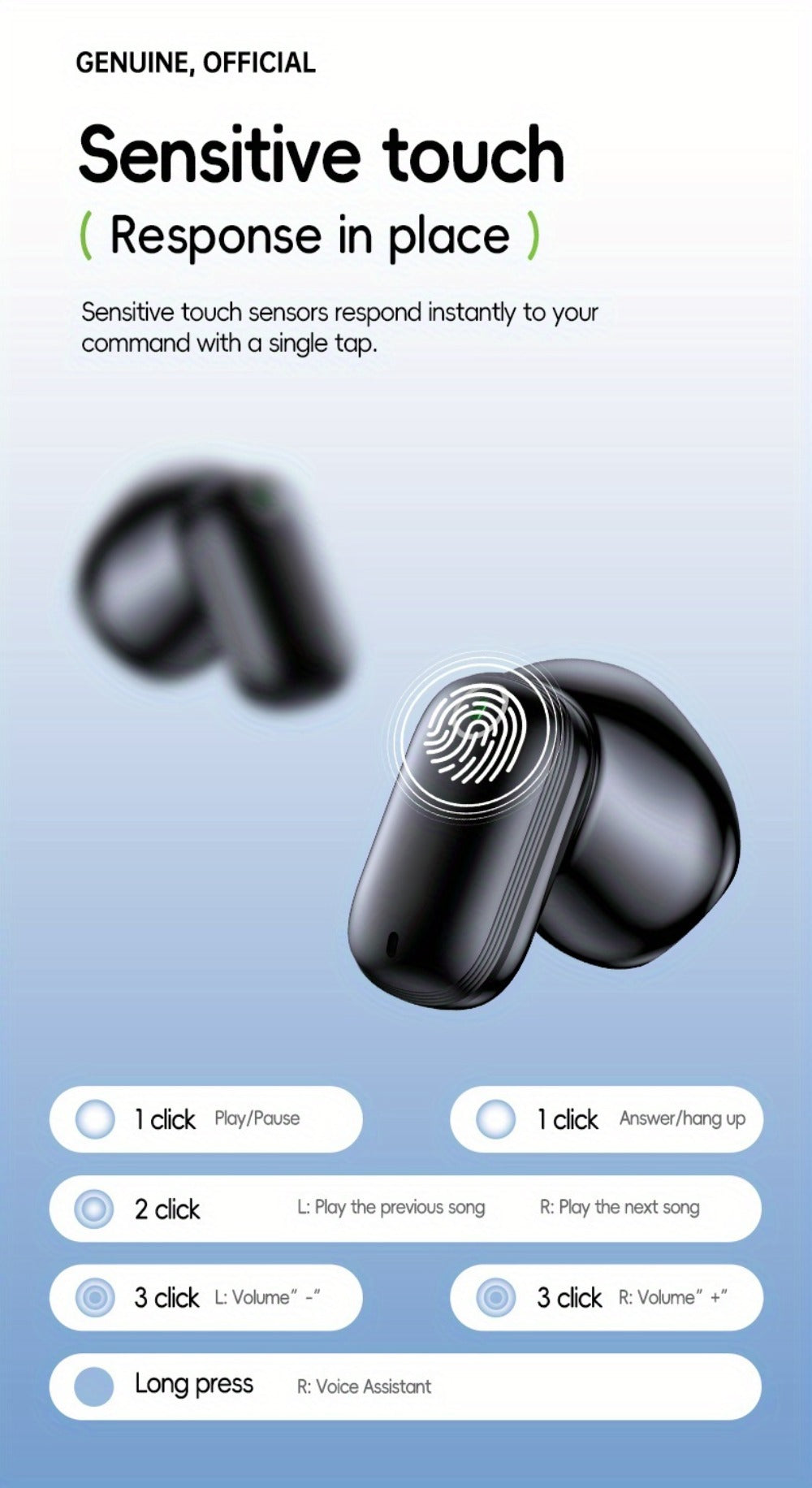 Wireless Earbuds Acer OHR501 Bluetooth 5.4 Semi-In-Ear with Touch Controls, Type-C Case and Eight Colors