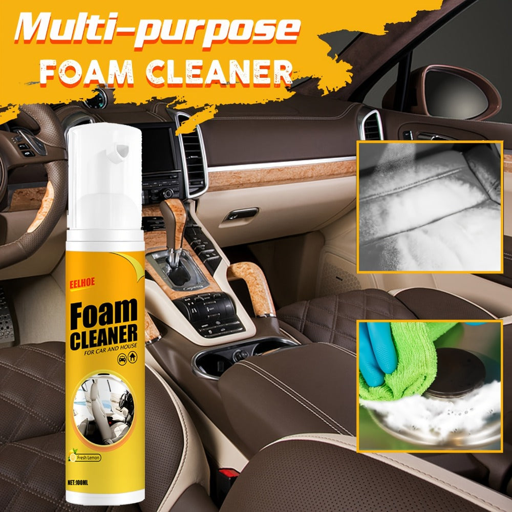 Car Interior Foam Cleaner Spray Kit 6.76oz | Multi-Surface Auto Detailing Cleaner for Dashboard Steering Wheel Seat Plastic Panel |