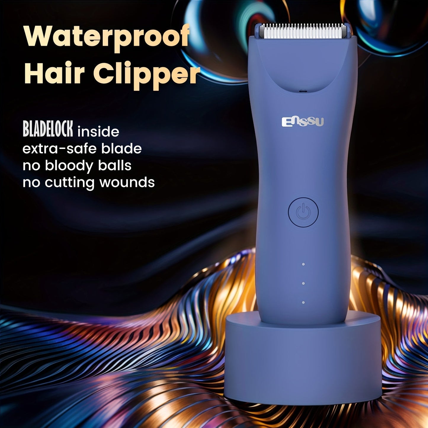 Electric Body Hair Trimmer for Men and Women with Replaceable Ceramic Blade in Blue or Black