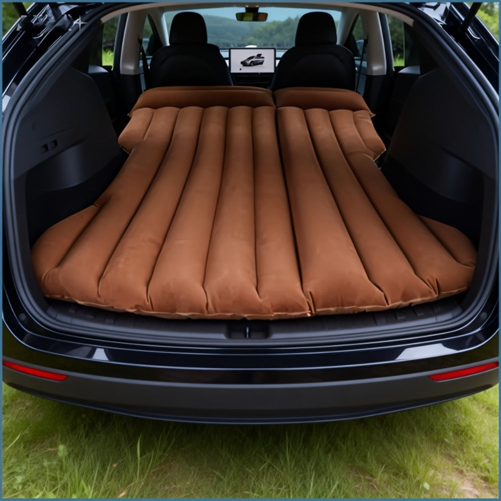 Inflatable Car Bed SUV Air Mattress – Flocked RV Camping Mattress 75"x51" with Storage Bag & Repair Kit | Black, Gray, Beige, Brown