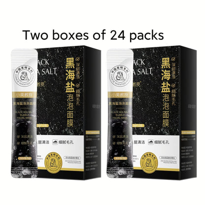 Face Mask, Black Sea Salt Bubble Single-Use Sachets, 5g Each with 12, 24 or 36-Packet Box Options