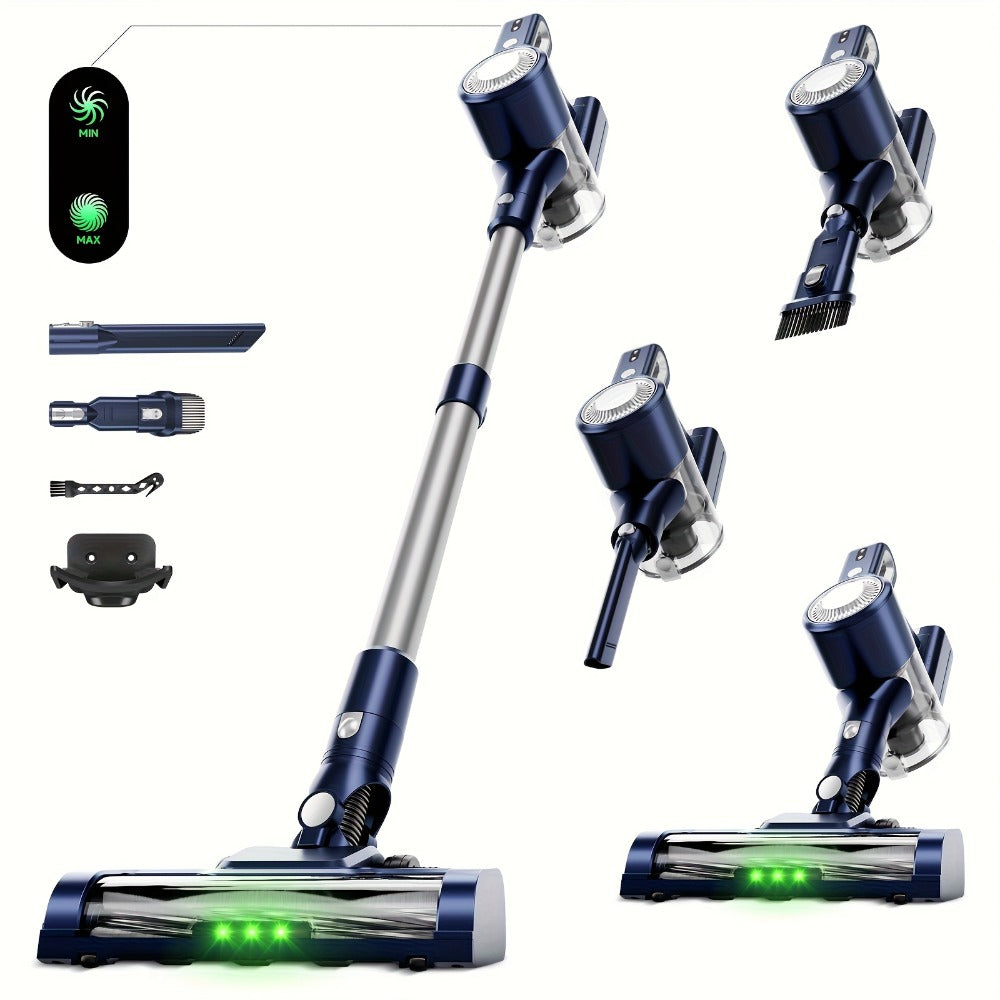 Cordless LED Stick Vacuum Cleaner with Removable Battery, Two Suction Modes and Seven Color Options