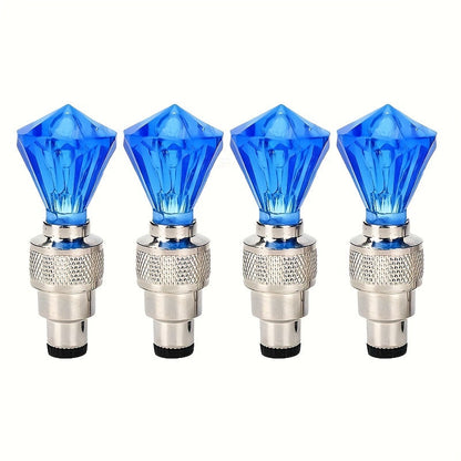 LED Tire Valve Stem Light Sets in 4-, 8- or 16-Piece Blue, Green, Red, Mixed and Skull-Top Configurations