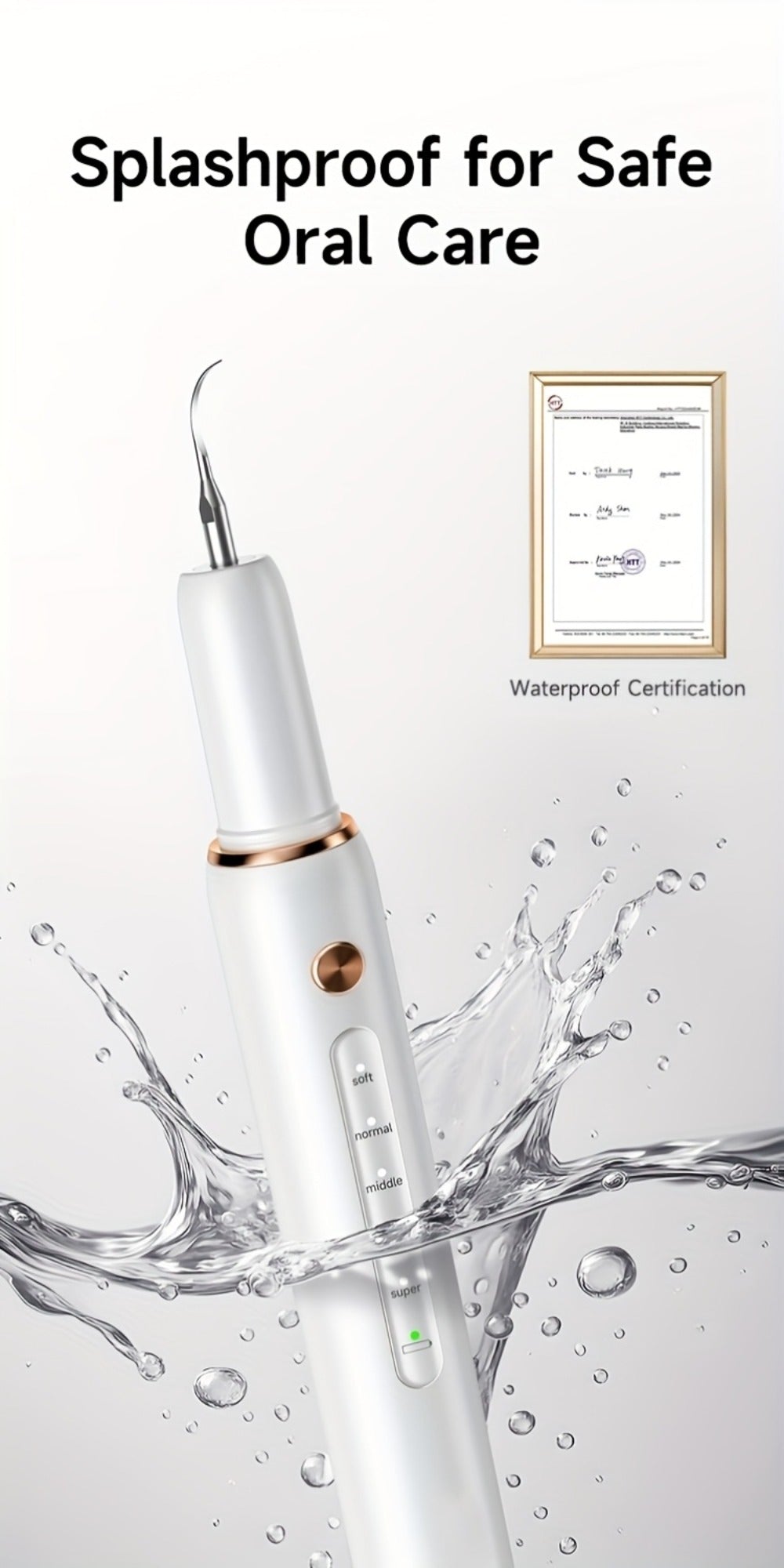 Ultrasonic Tartar Remover Electric Tooth Cleaner 5-Speed IPX6 Waterproof USB Rechargeable Dental Scaler