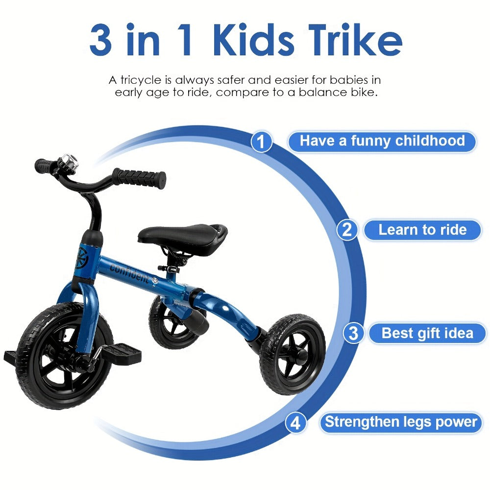 3-in-1 Toddler Tricycle & Balance Bike for Kids Ages 2-5, Folding Trike with Adjustable Seat & Removable Pedals