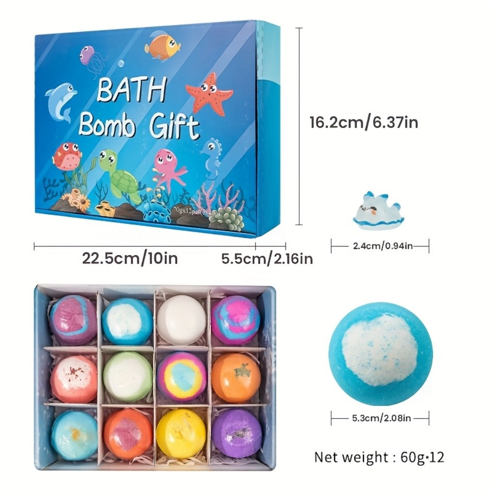 Bath Bombs with Surprise Inside Ocean Bath Ball Set, Rich Foam Lavender Essential Oil Fizzy Bath Bombs Gift