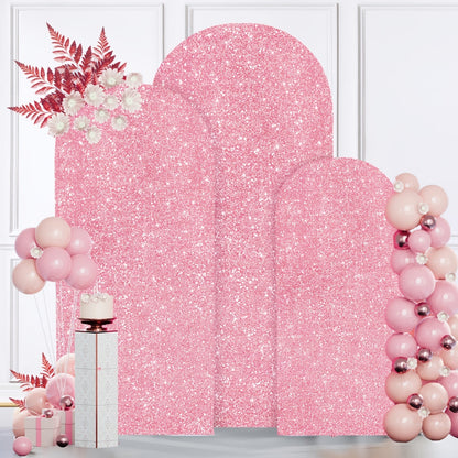 Sequins Wedding Arch Cover Set of 3 Sizes 4ft 5ft 6ft Metallic Spandex Arch Backdrop Cover Payette Glitter Arch Stand Cover for Wedding