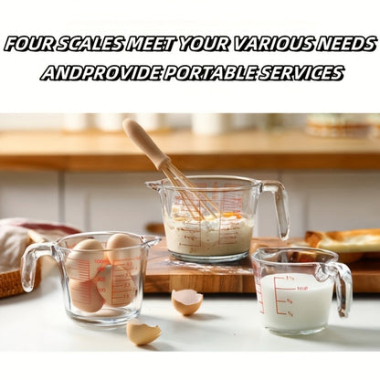 Glass Measuring Cups Set, Food Grade Borosilicate Measuring Cup with Handle & Spout, Microwave &