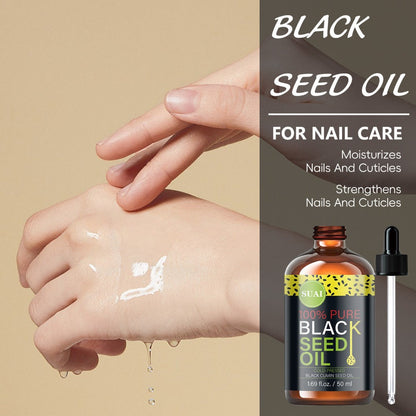 Black Seed Oil 100% Pure Cold Pressed Multi-Use Moisturizing Firming Skincare Oil for Face Body Hair Nails Eyelashes Natural Plant Extract