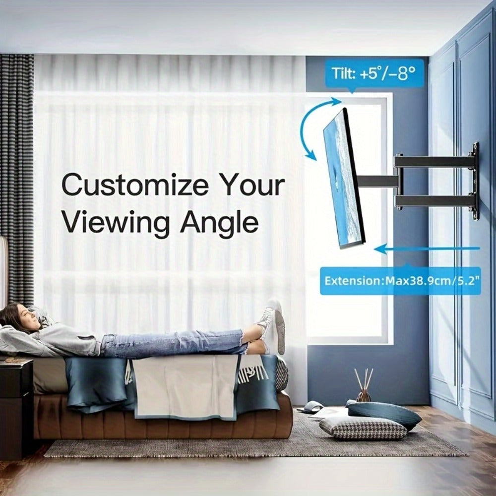 Single-Arm TV Wall Mount for 22-55 Inch Screens with Swivel, Tilt and Square Screen Plate Design