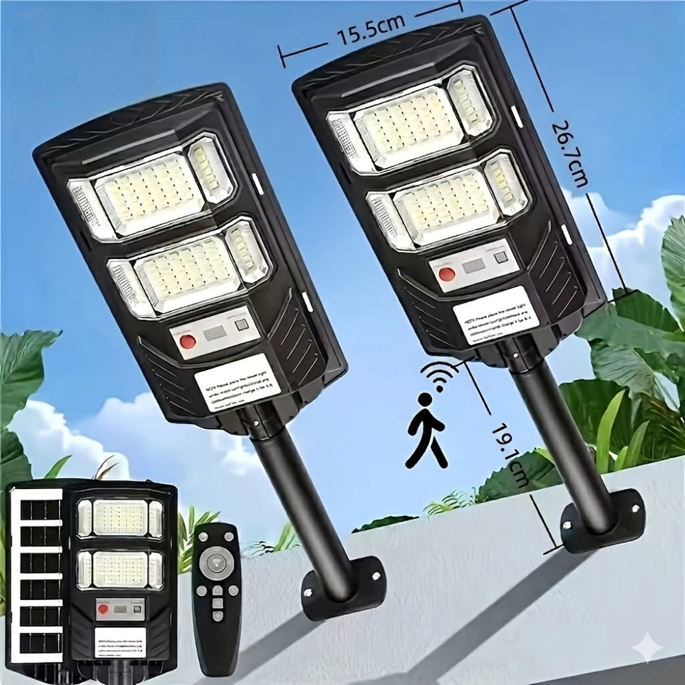 Solar Street Light Outdoor 400 LED, 6500K Sensor Flood Light with Remote Control, Dusk to Dawn for Commercial Area