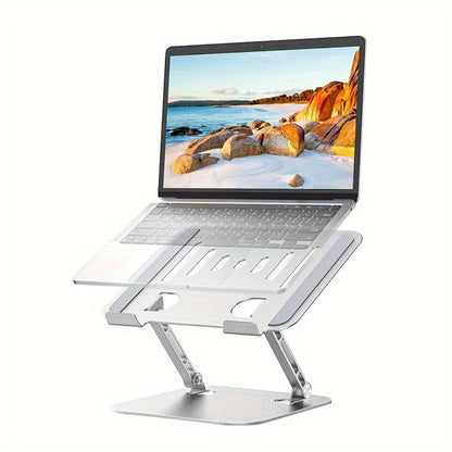 Foldable Laptop Stand with Vented Metal Tray, Dual-Hinge Riser and Three 10-16.5 Inch Source Options