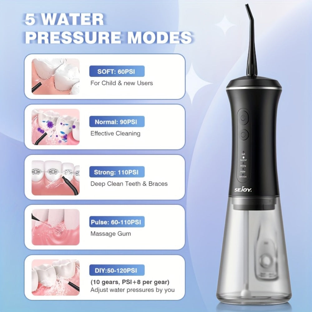 Water Flosser Electric Oral Irrigator 9 Replaceable Nozzles 350mL Tank 20-Day Battery 360° for an Everyday Personal Care Routine