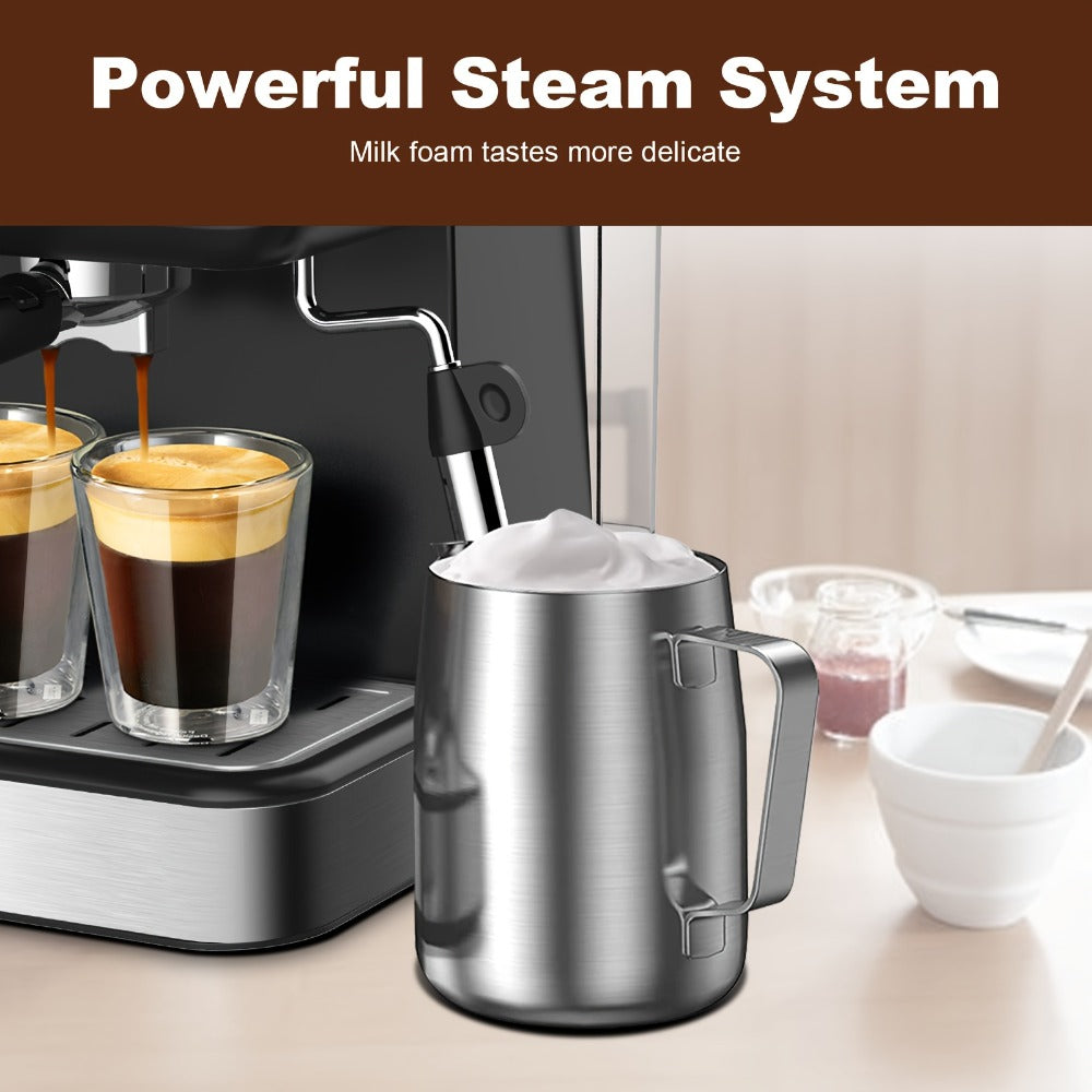 20 Bar Espresso Machine 950W, Stainless Steel Espresso & Cappuccino Latte Maker with Steam Wand Milk Frother