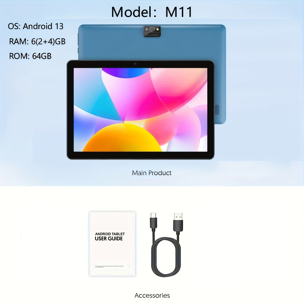 Android Tablet 10-Inch 2-in-1 with 1280x800 IPS Display, 64GB Internal Storage and Keyboard Bundle Options