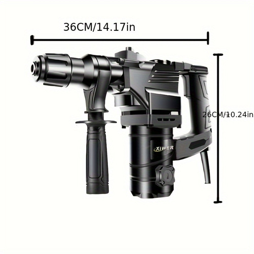 Hammer Drill 1100W 3-in-1 Multi-Function Electric Drill, Rotary Hammer & Chisel, Variable Speed for Concrete Wall Wood Metal Drilling