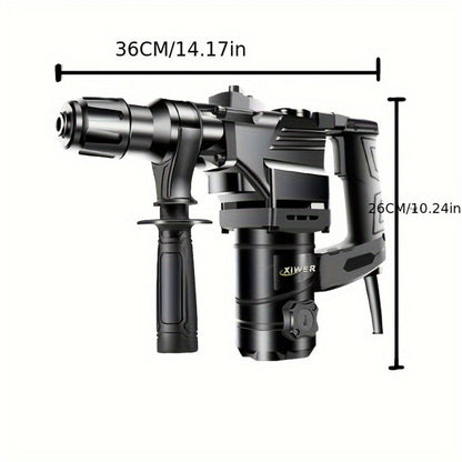 Hammer Drill 1100W 3-in-1 Multi-Function Electric Drill, Rotary Hammer & Chisel, Variable Speed for Concrete Wall Wood Metal Drilling