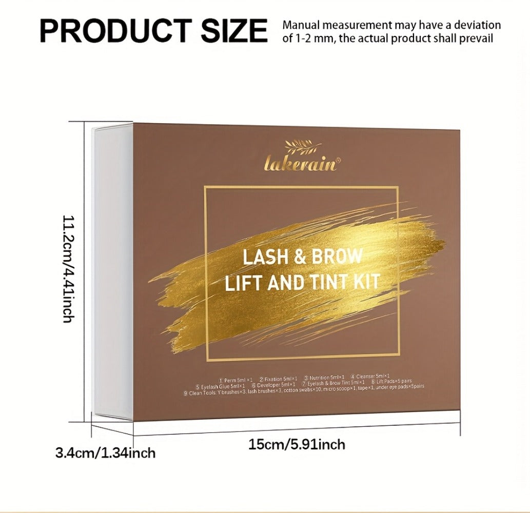 Lash Lift Kit & Brow Lamination Tint Set, 2-in-1 Eyelash Perm & Eyebrow Lamination with Black Brown Tint Dye