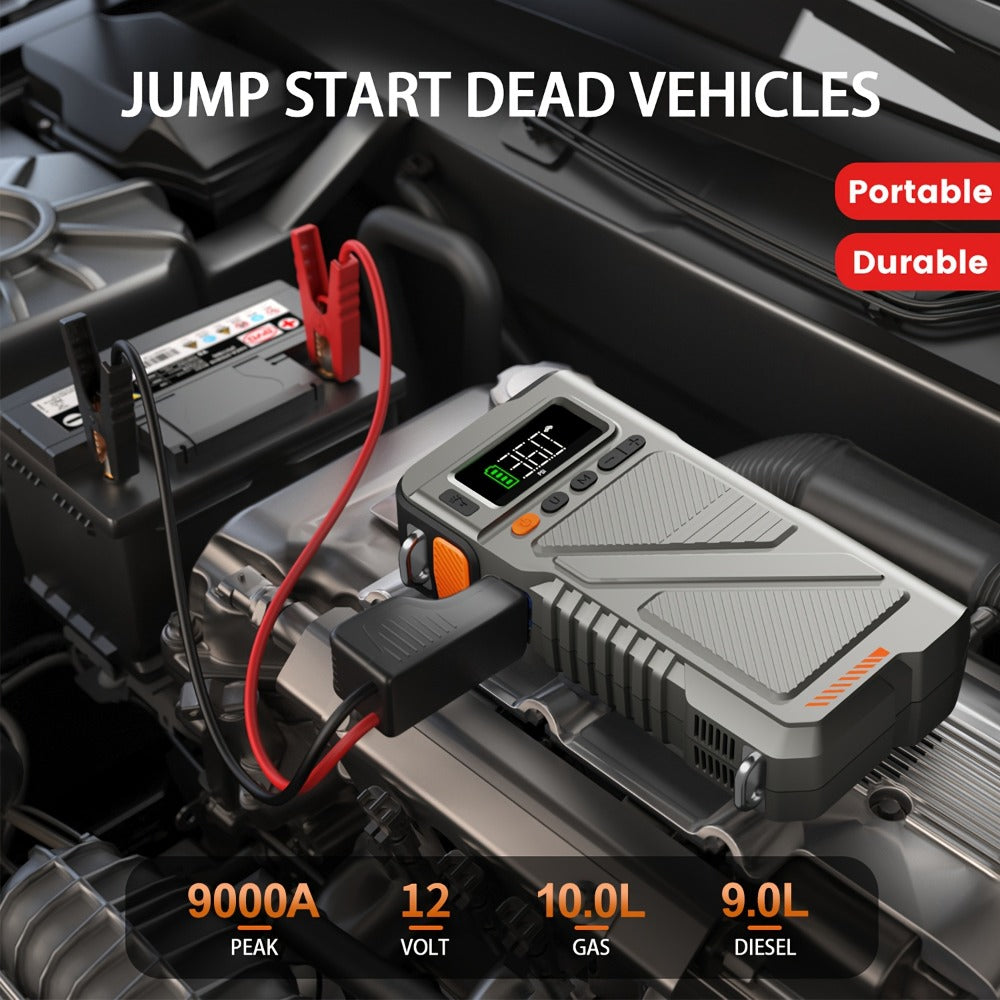 6000A/8000A Jump Starter with 150PSI Air Compressor – 7-in-1 Jump Box with Digital Tire Inflator, Portable Car Battery Charger for 12V