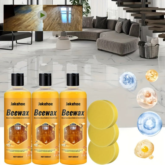 Beeswax Floor Cleaner & Polish – Natural Wood Floor Care Agent with Hydrogen Peroxide, Dust Prevention & Bright Polishing for Hardwood