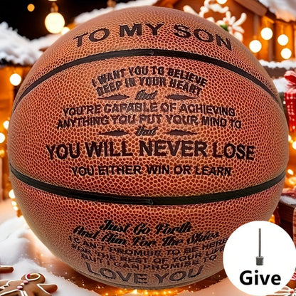 Personalized Basketball Gift for Son & Grandson Standard Size with Pump To My Son To My Grandson Heartfelt Message Sports Birthday Christmas