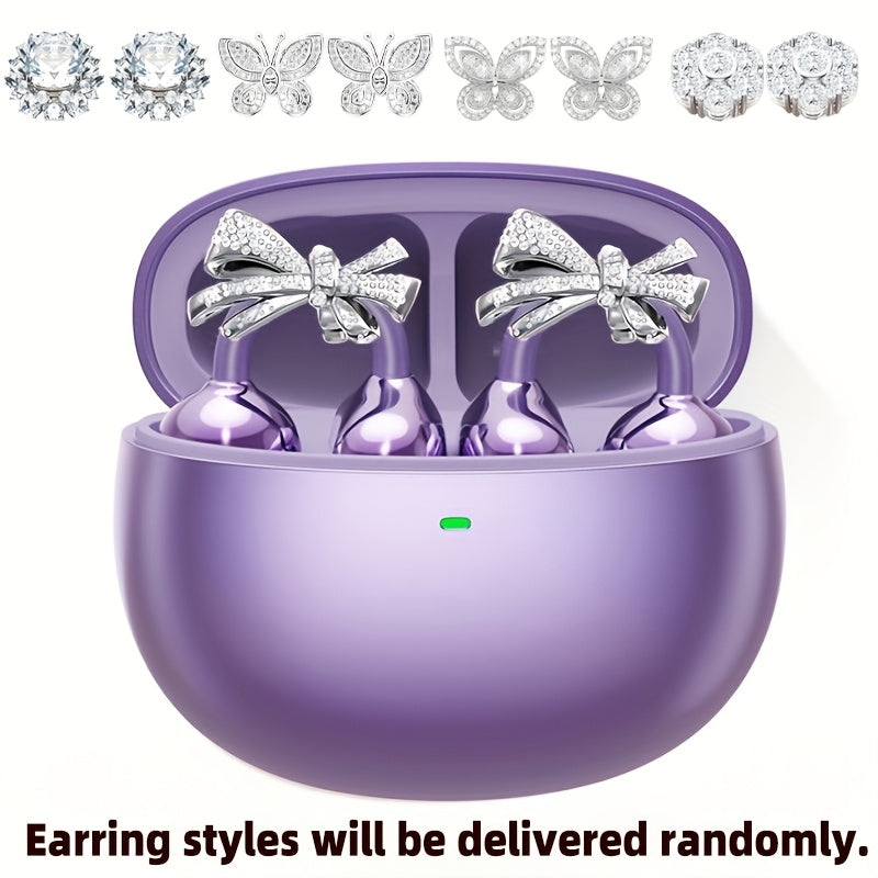Clip On Wireless Earbuds Open Ear Bluetooth Headphones with Detachable Gemstone Earrings ANC for an Everyday Personal Care Routine