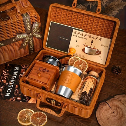 Manual Coffee Grinder Hand Grinder with 304 Stainless Steel Burr, Portable Square Coffee Mill for Travel