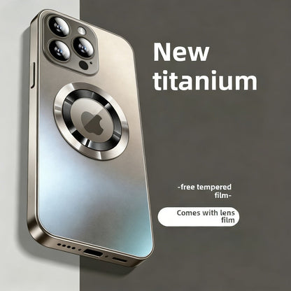 Phone Case Frosted Tempered Glass and TPU Cover with Integrated Lens Film for Select iPhones