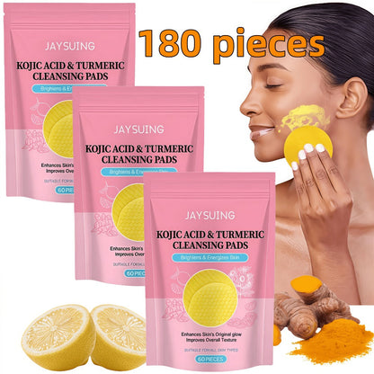 Cleansing Pads 180pcs - Turmeric Niacinamide Citric Acid Deep Cleansing Makeup Remover Gentle Face Pads
