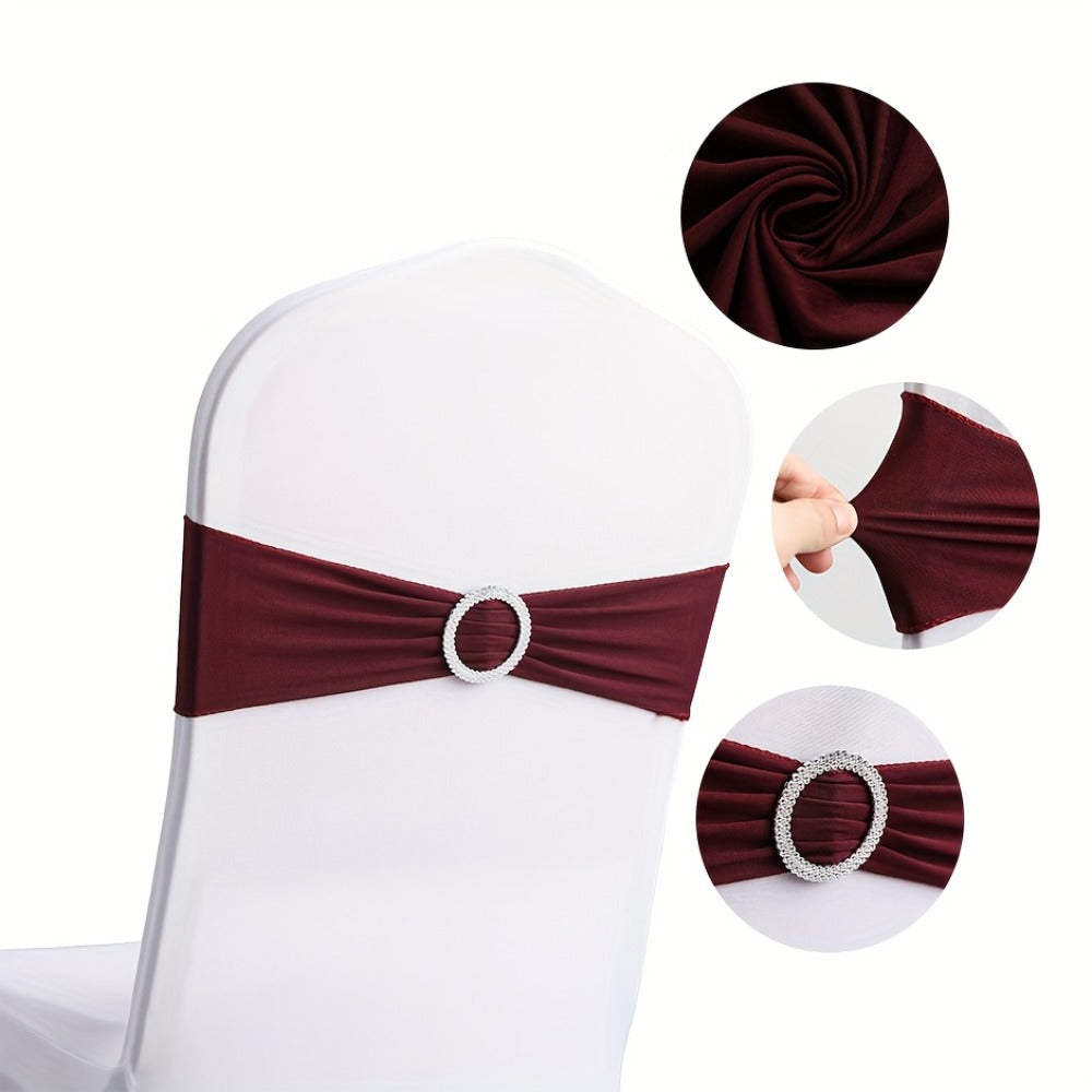 Chair Sashes for Wedding 100pcs Stretch Spandex Elastic Chair Sash Bands with Buckle for Dining Chairs Banquet Party Event Decor